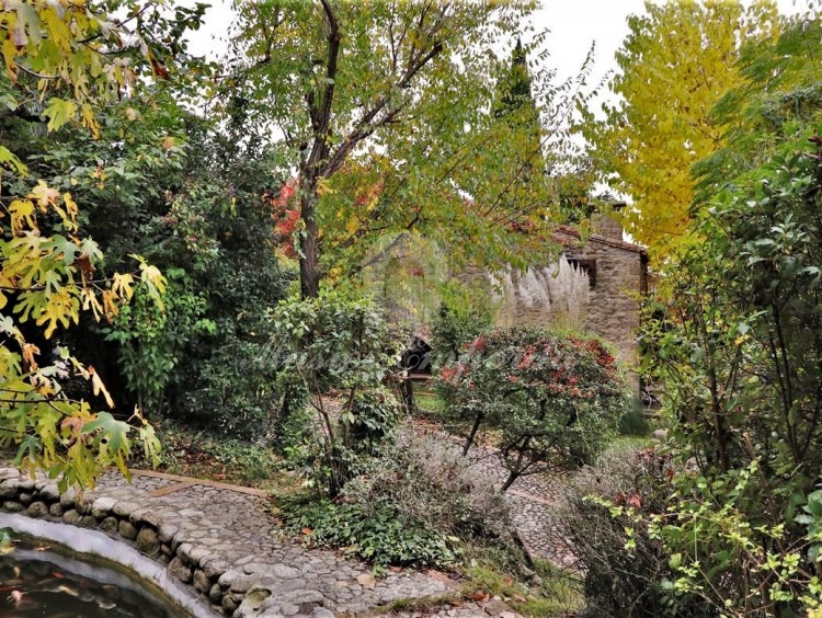 Vista de parte del jardín y la casa al fondo de la imagen 